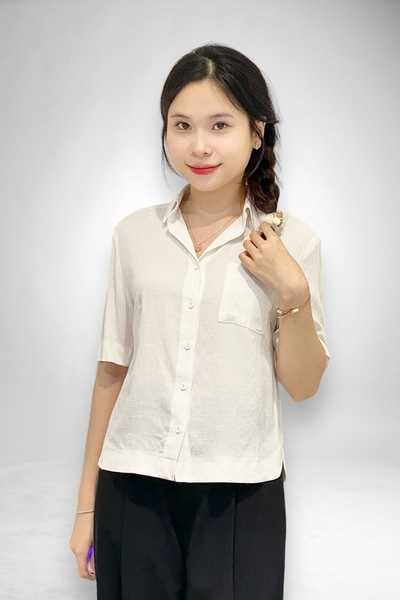 Áo mi ngắn tay ngắn - trắng