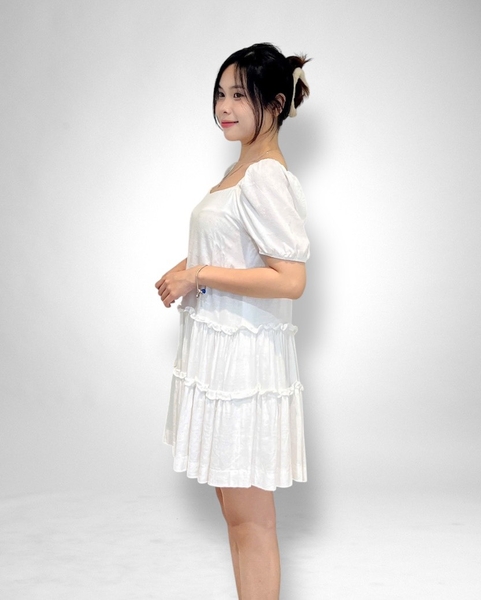 Set quần + đầm babydoll bèo tầng tay chụp