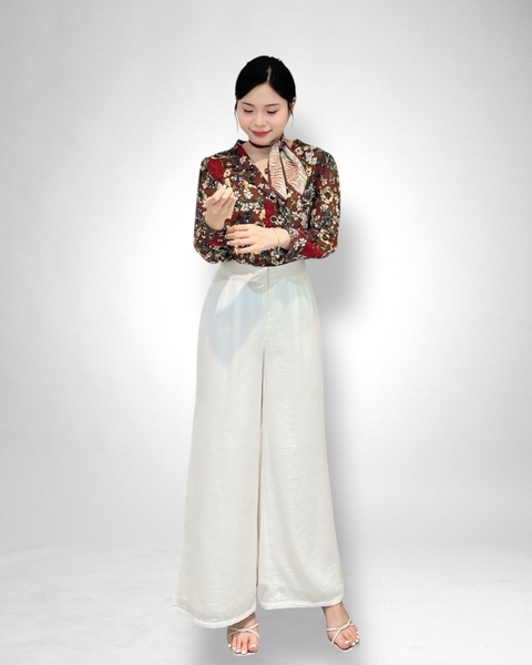 Quần suông lưng 4f - lụa trắng 2l