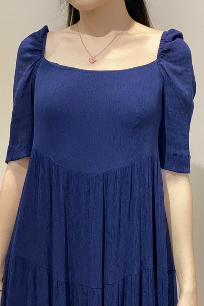 Đầm maxi cổ vuông tay ngắn 4 tầng bèo 2 lớp