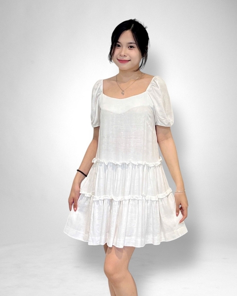 Set quần + đầm babydoll bèo tầng tay chụp