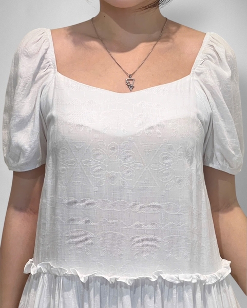 Set quần + đầm babydoll bèo tầng tay chụp