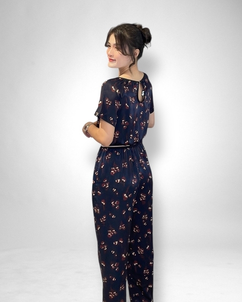 Jumpsuite quần dài rã eo ren thun sọc