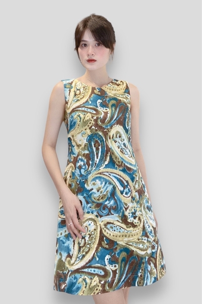 Đầm tunic cổ V nẹp dk roban + nút