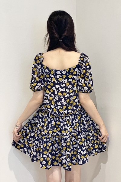 Set quần + đầm babydoll bèo tầng tay chụp