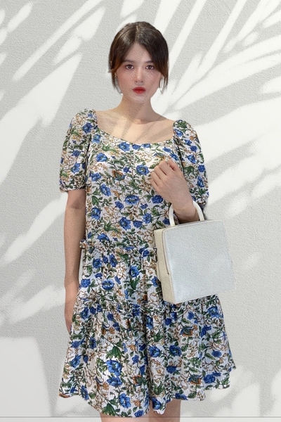 Set quần + đầm babydoll bèo tầng tay chụp