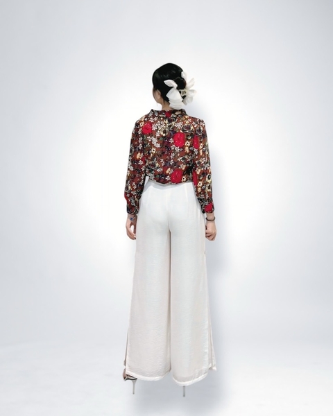 Quần suông lưng 4f - lụa trắng 2l