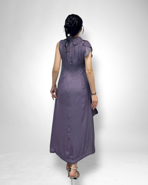 Đầm maxi cổ lọ bèo 1 bên 2l - tím