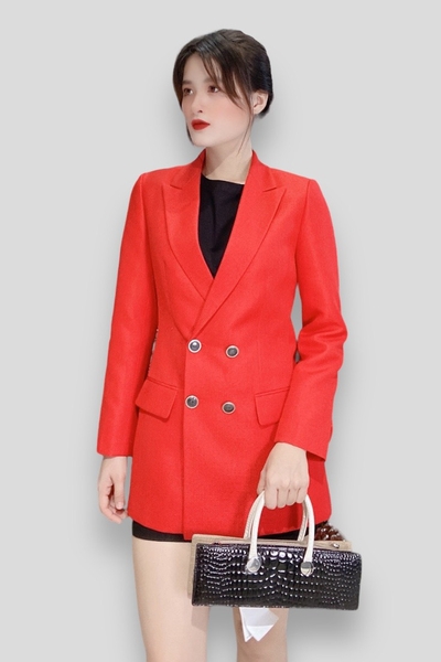 Áo vest phom dài nanton 2 hàng nút 2l - ĐỎ