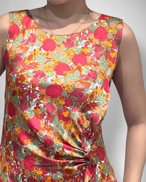 Đầm maxi cổ thuyền bèo xếp eo 1 bên 2l