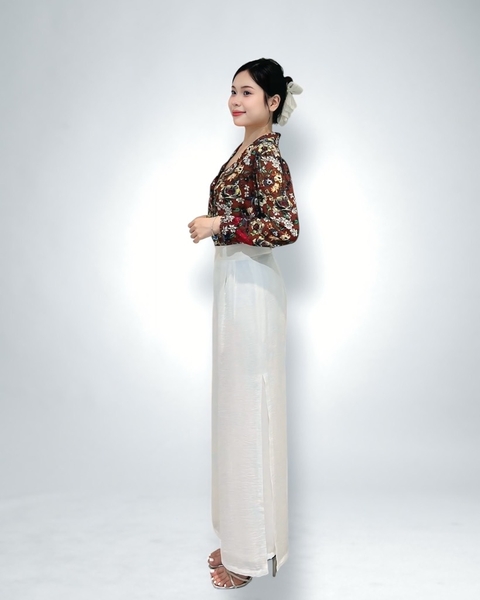 Quần suông lưng 4f - lụa trắng 2l