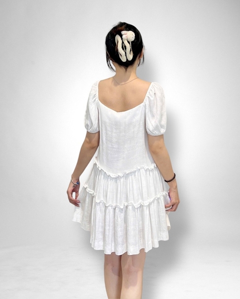 Set quần + đầm babydoll bèo tầng tay chụp