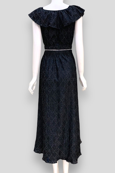 Bộ áo croptop bo thun + váy đắp 1 bên
