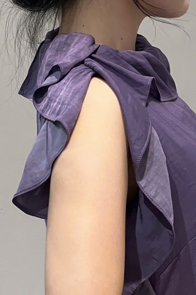 Đầm maxi cổ lọ bèo 1 bên 2l - tím