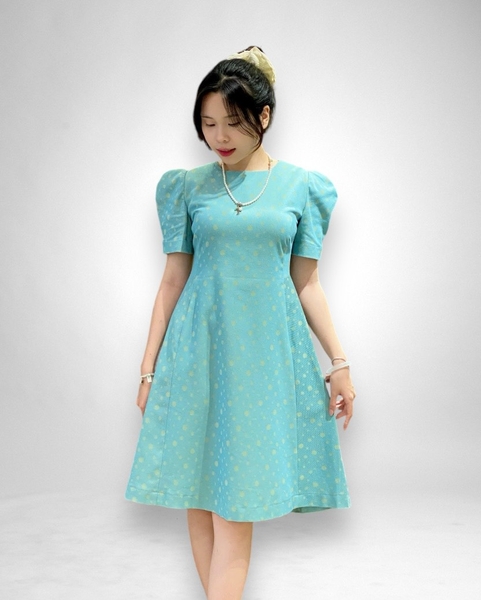Đầm xòe cổ tròn tay ngắn rã