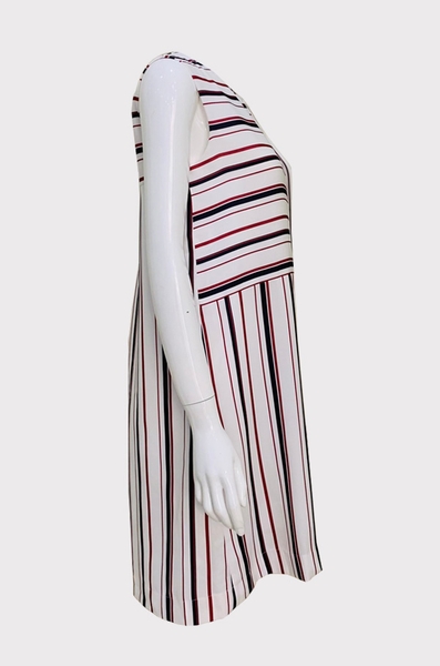 Đầm tunic phối sọc ngang xuôi 1 túi 2l - linen thun sọc