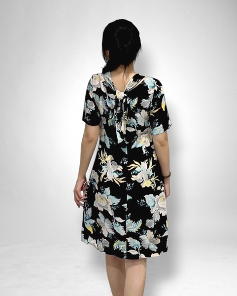 Đầm thuyền sau tim nơ sau tay ngắn