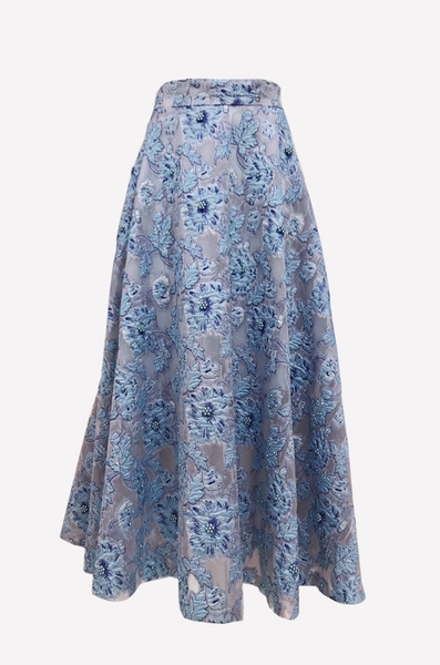 Váy tiệc dài 2 lớp voan hoa 3D