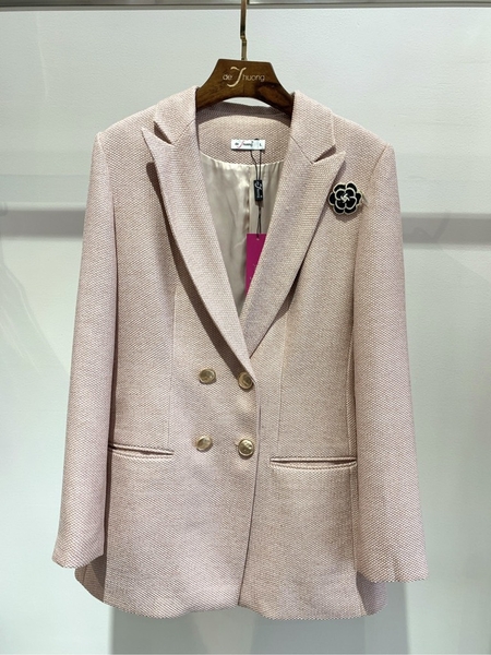 Áo vest phom dài nanton 2 hàng nút - HỒNG