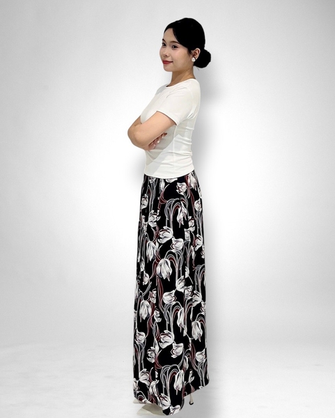 Quần ống rộng n mảnh lưng thun - đen