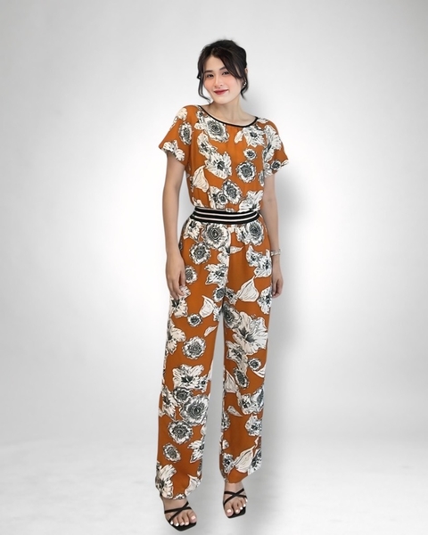 Jumpsuite quần dài rã eo ren thun sọc
