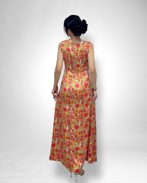 Đầm maxi cổ thuyền bèo xếp eo 1 bên 2l