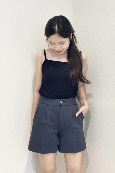 Quần sọt lưng thun ẩn, 1 nút, kaki thun