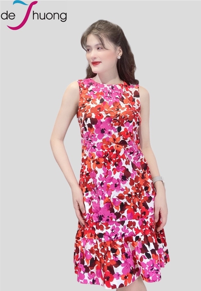 Đầm tunic sn khuy dây bèo lai, túi