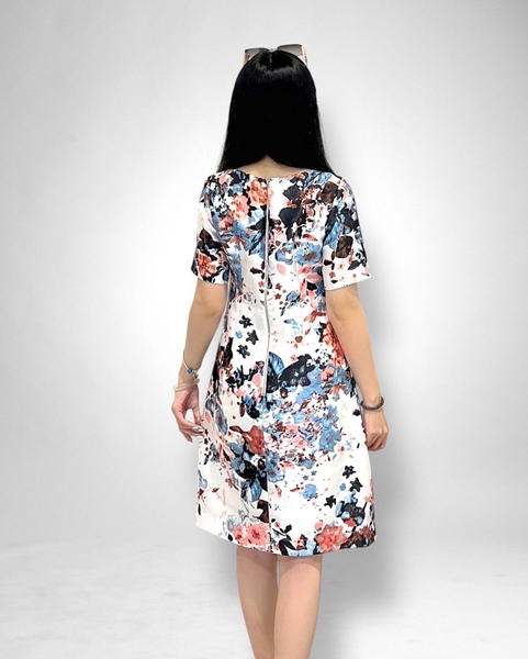 Đầm suông cổ thuyền v trên vai, dk sắt, túi xéo trước, tay con, 2 lớp