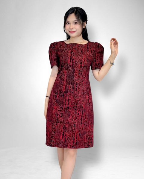 Đầm suông eo cổ thuyền cạn dk sắt, tay ngắn, túi