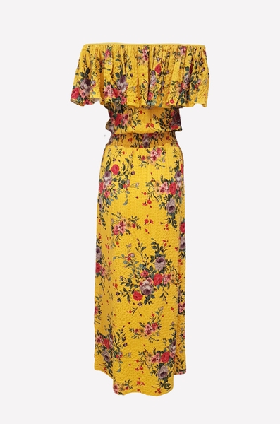 Đầm maxi cổ bèo eo thun chỉ