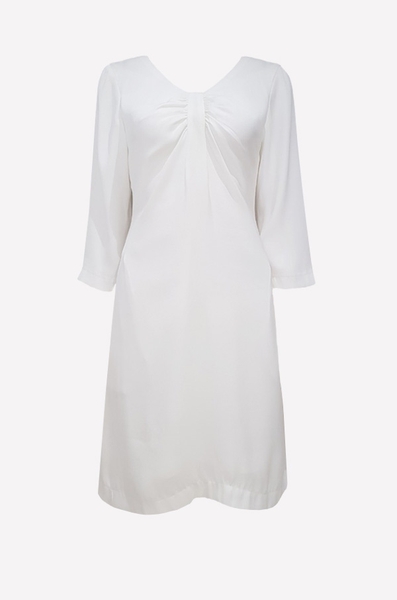 Đầm cổ V dún ngực, tay lỡ, túi, 2l