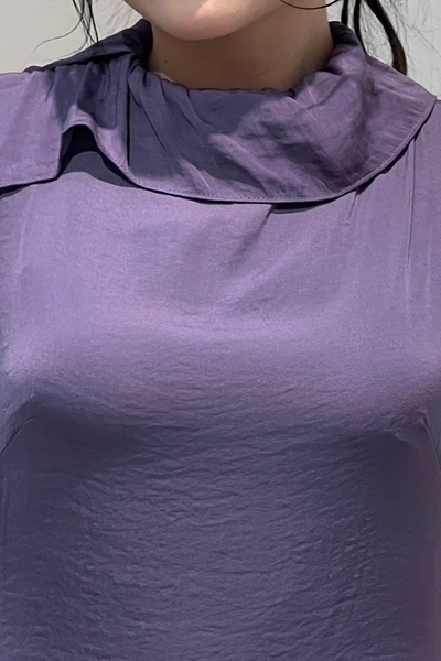 Đầm maxi cổ lọ bèo 1 bên 2l - tím