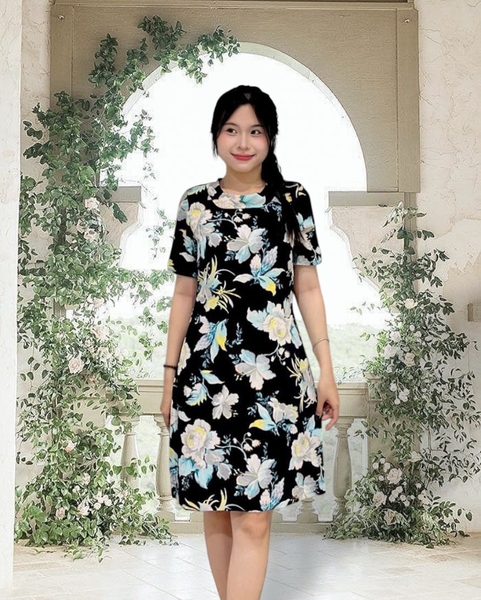 Đầm thuyền sau tim nơ sau tay ngắn