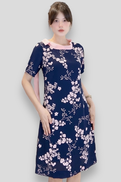 Đầm thuyền sau tim nơ sau tay ngắn