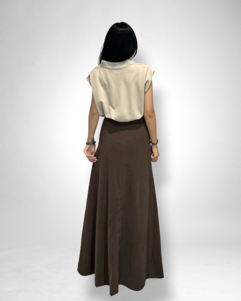 Váy dài lưng liền rã nối 2 lớp - nâu