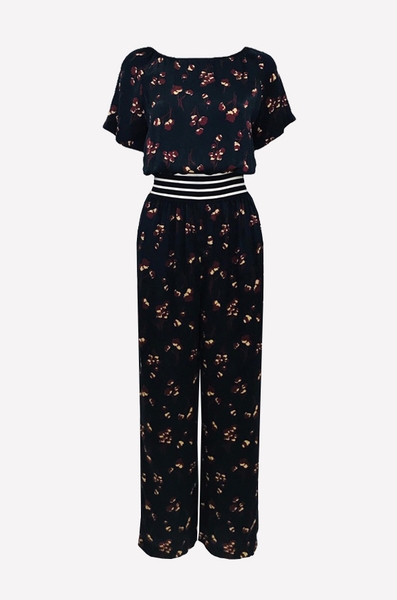 Jumpsuite quần dài rã eo ren thun sọc