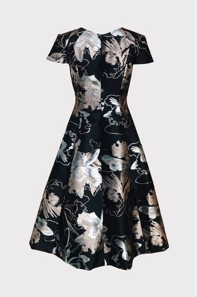 Đầm tiệc 6 mảnh cổ tròn, tay ráp xếp 2l