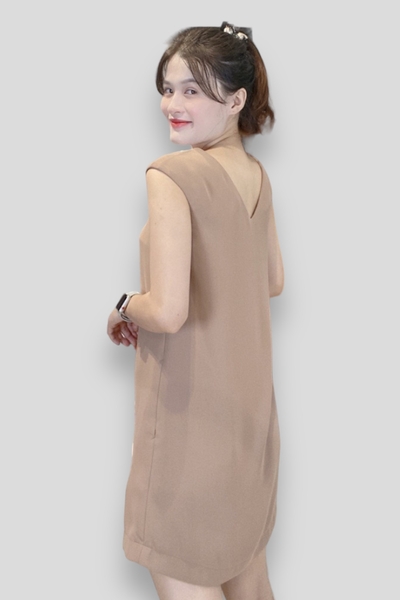 Đầm tunic+ CA cổ tròn xếp li tay de