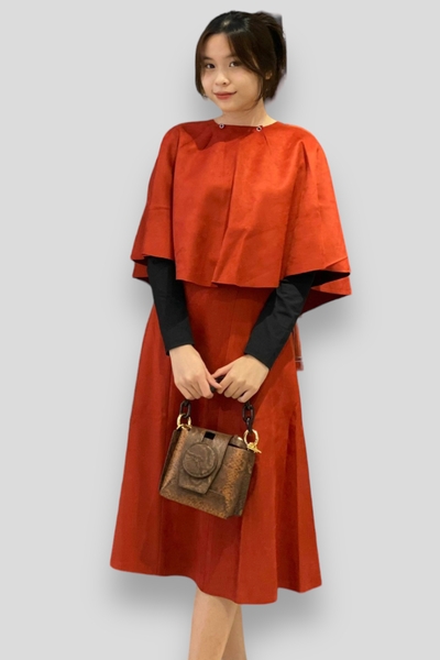 Váy da lộn lưng thun đen - ngói