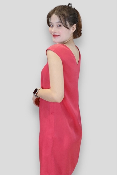 Đầm tunic+ CA cổ tròn xếp li tay de