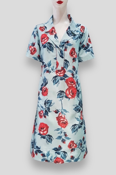 Đầm tunic nanton xẻ trụ tay ngắn, túi, kết cườm