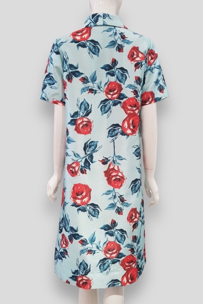 Đầm tunic nanton xẻ trụ tay ngắn, túi, kết cườm