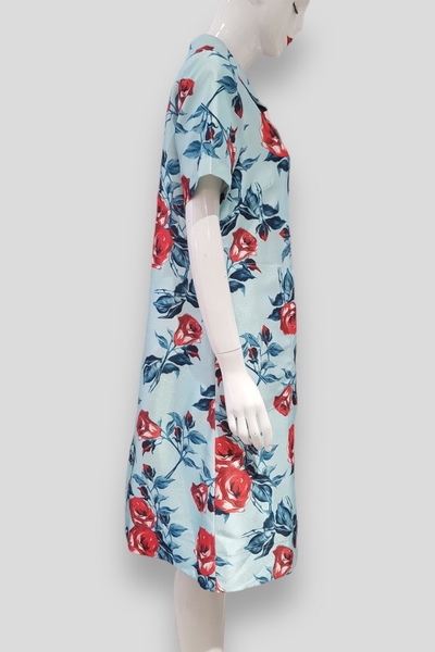 Đầm tunic nanton xẻ trụ tay ngắn, túi, kết cườm