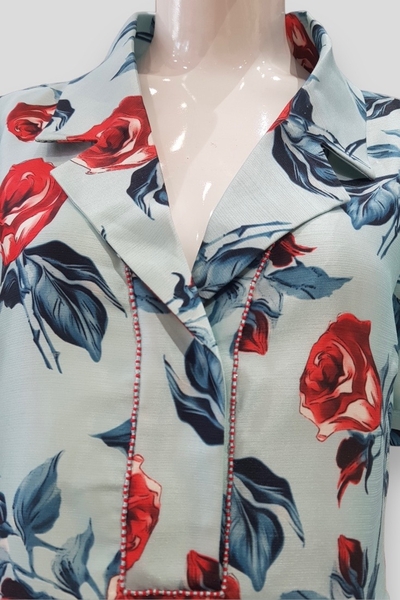 Đầm tunic nanton xẻ trụ tay ngắn, túi, kết cườm