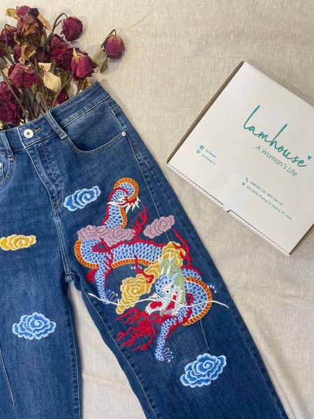Quần Jeans Thêu Rồng