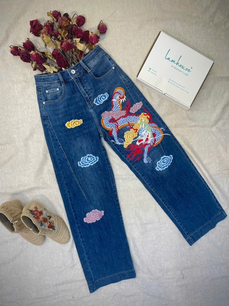 Quần Jeans Thêu Rồng