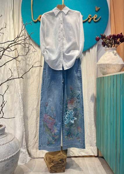 Jean Thêu Mẫu Đơn