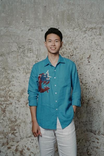 Linen Shirt Men Thêu Rồng