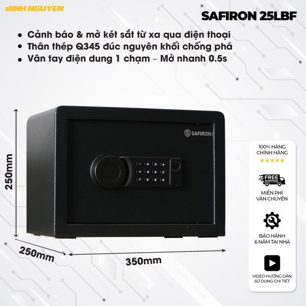 Két sắt thông minh Safiron 25LBF kết nối điện thoại qua App Tuya Smart